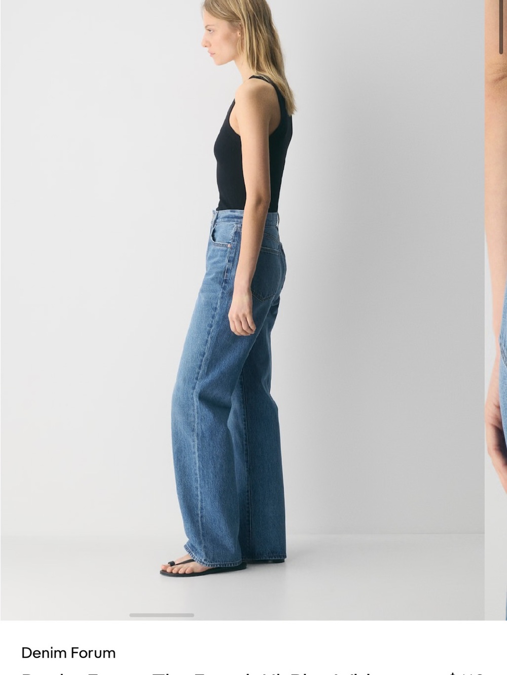 Denim Forum Wide-Leg High-Rise Jeans in Medium Blue
